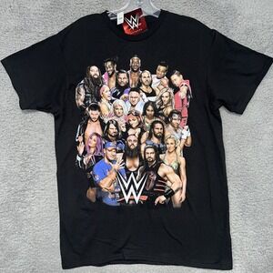 NWT WWE Group Shot T Shirt Men‎ Sz M Black Cena Styles Bryan Wrestling Tee 2017